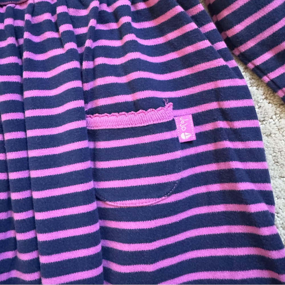 JoJo Maman Bebe Pink and Blue Striped Dress Long Sleeve - Picture 2 of 8